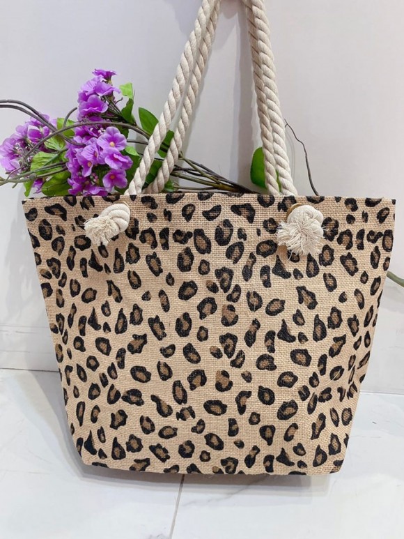 Italian Eco Friendly Leopard Print Linen Handbag