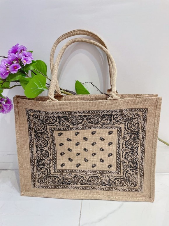 Italian Eco Friendly Paisley Print Linen Handbag