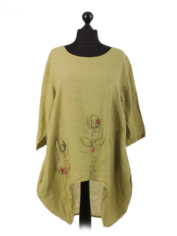 Italian Tulip Applique Dip Hem Top