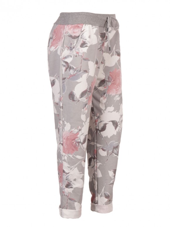 Italian Floral Print Cotton Trousers