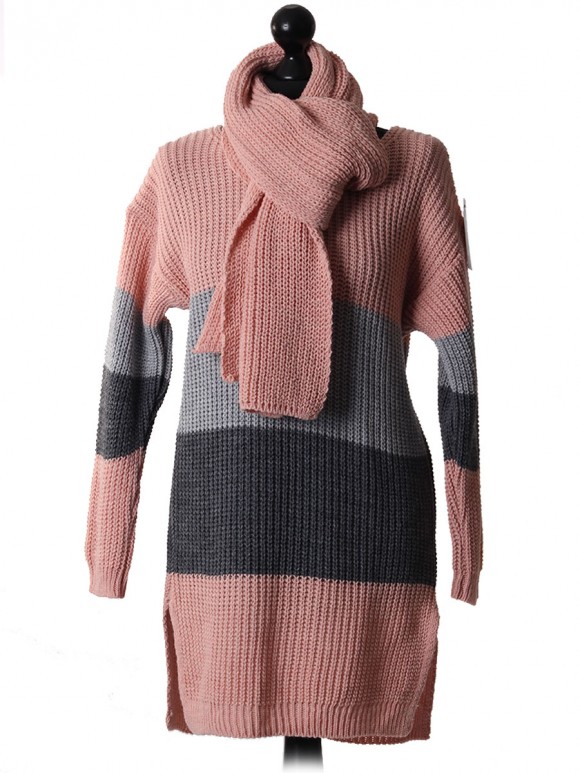 Italian Stripy Knitted Top Pink