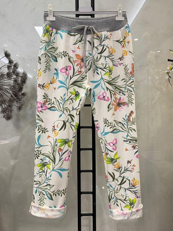 Italian Garden Print Cotton Jogger