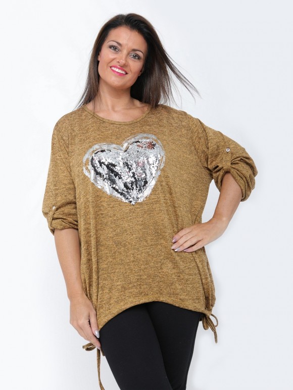 Italian Heart Sequin Lagenlook Top