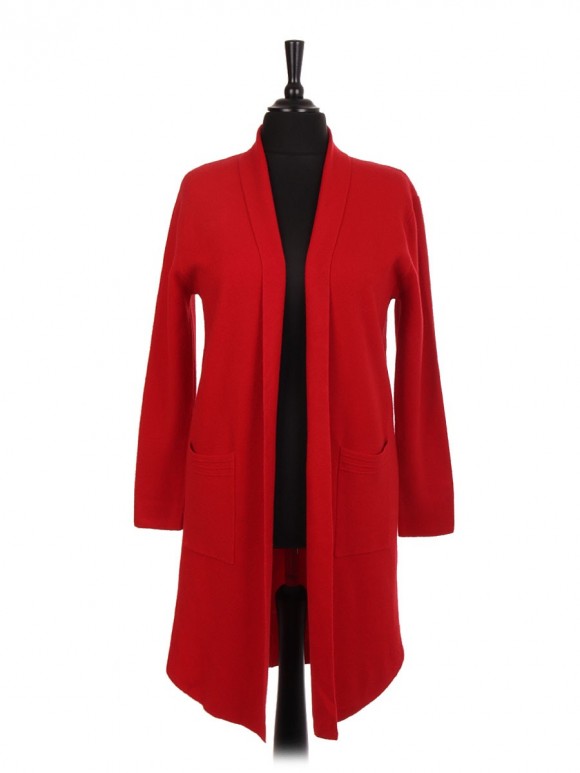 Italian Longline Knitted Jacket With Front Pockets