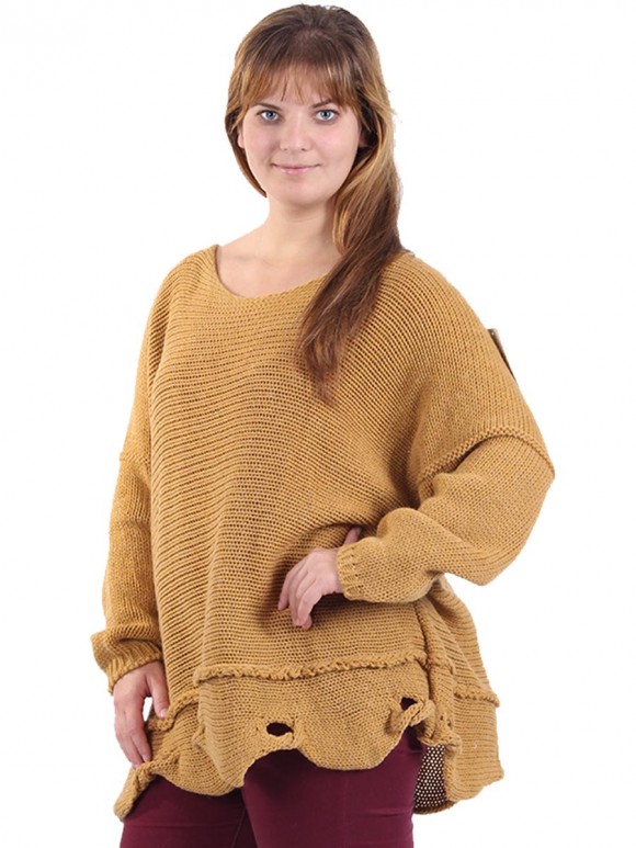 Italian Knitted Woollen Tunic Top Mustard Side