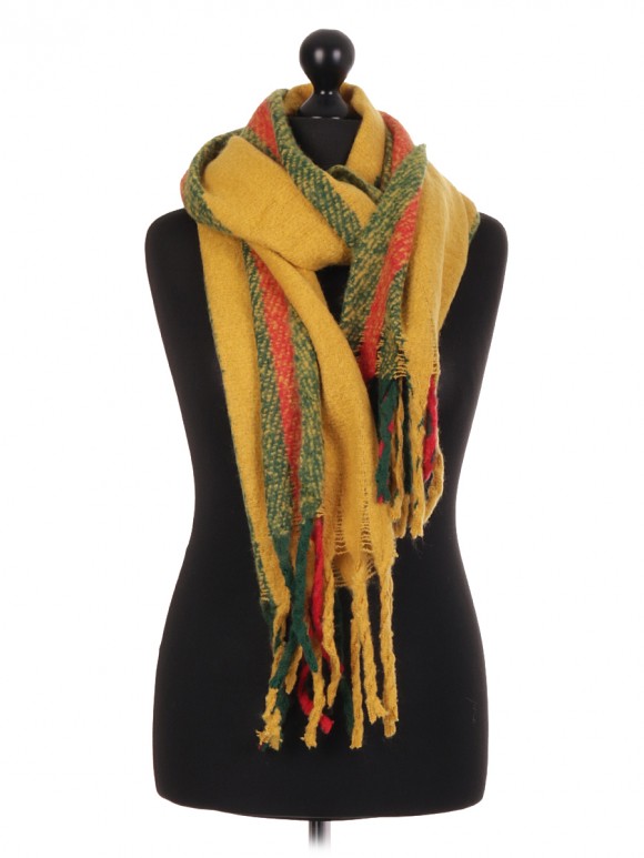 Lana Wool Mix Stripe Pattern Scarf