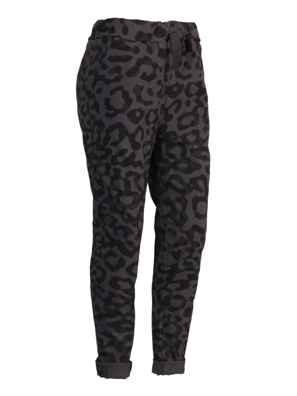 Italian Leopard Print Magic Pants with Side Pockets