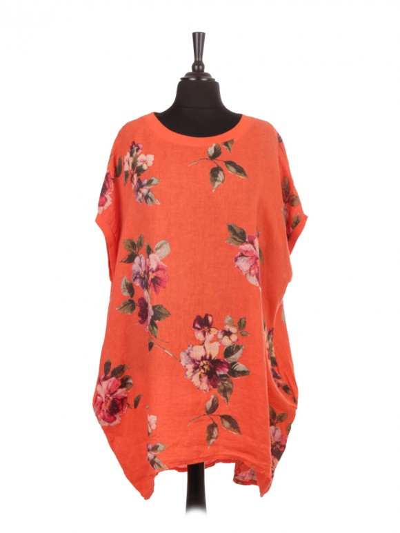 Italian Linen Floral Baggy Top