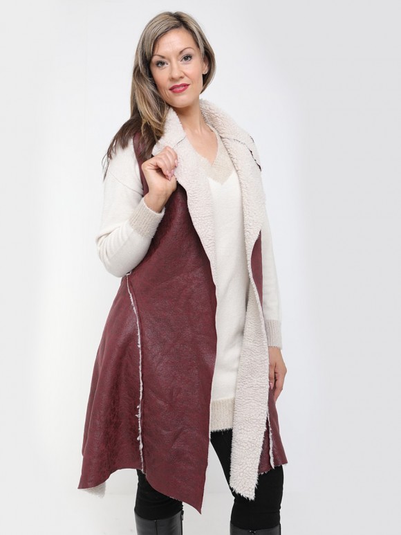 Italian long Sheepskin Style Gilet