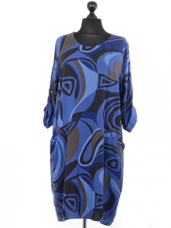 Italian Oversize Abstract Print Lagenlook Dress