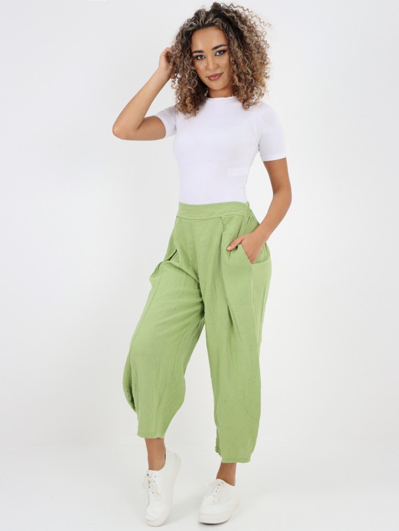 Italian Plain Layered Linen Pants