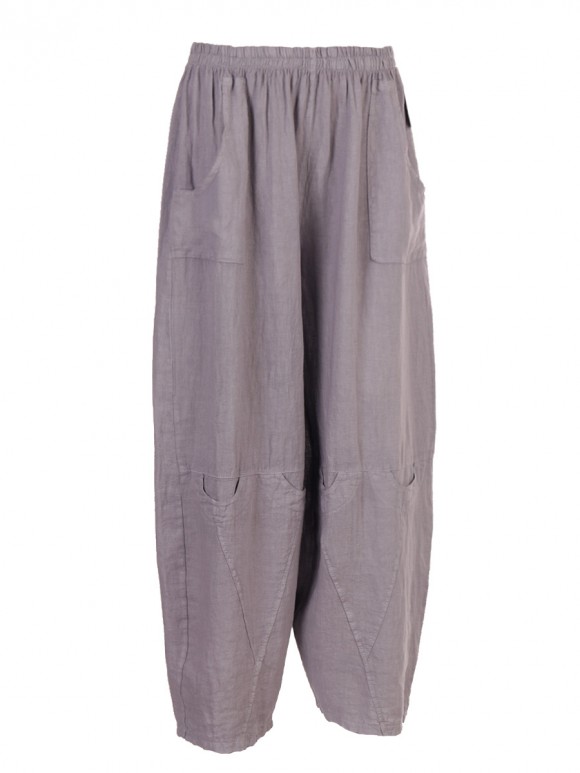 Italian Plain Relaxed Fit Linen Trousers