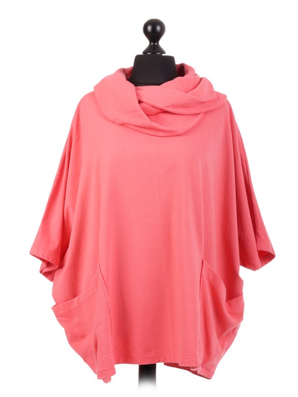 Italian Plain Cowl Neck Cotton Top