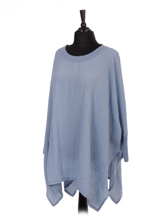 Italian Plus Size Batwing Tunic Top With Side Split