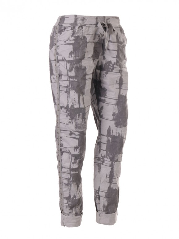 Italian Printed Diamante Side Panel Magic Pants