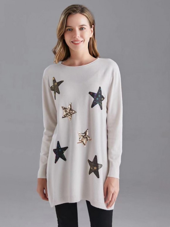 Italian Sequin Stars Knitted Jumper