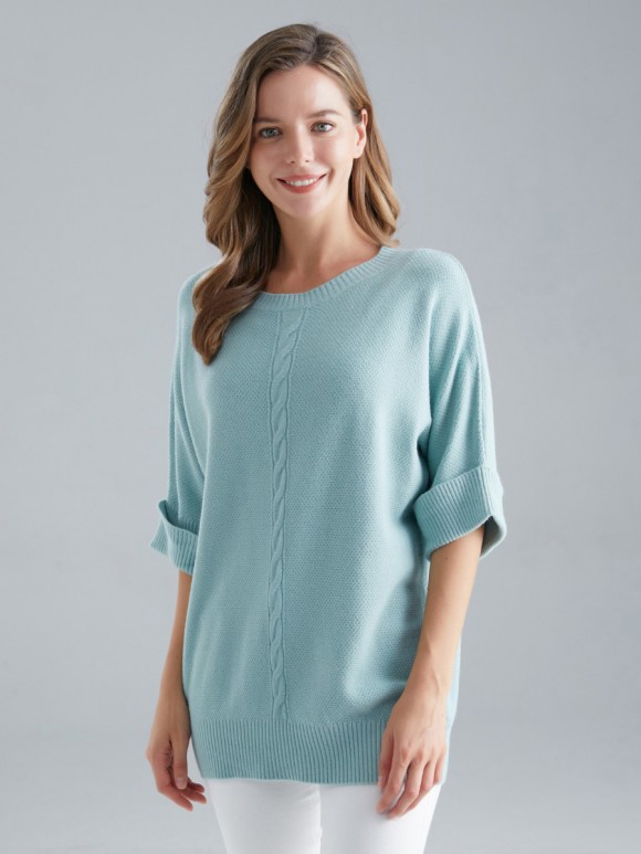 Italian Short Sleeves Cable Knit Jumper