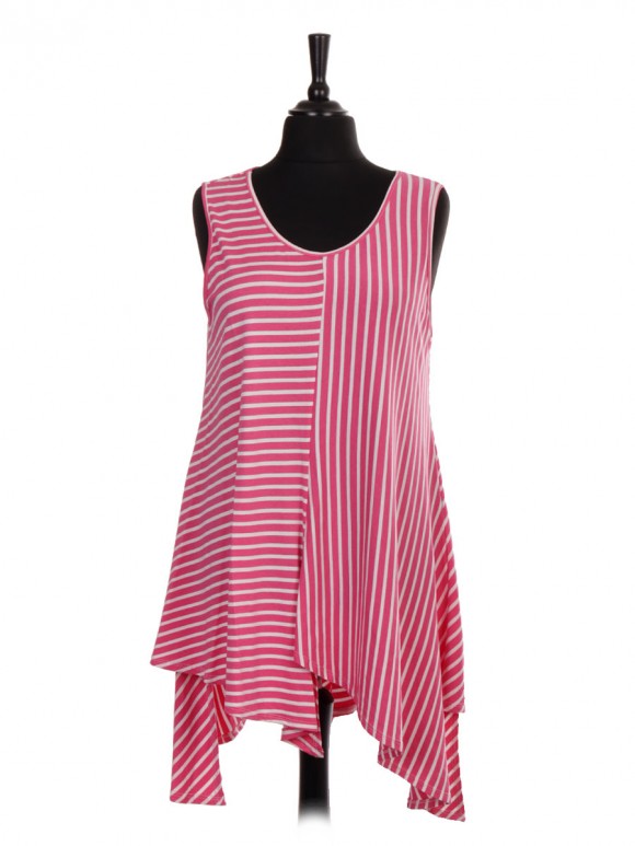 Italian Sleeveless Stripe Tunic Top