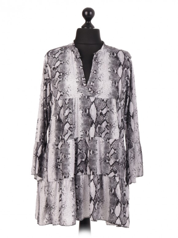 Italian Snake Print Bell Sleeve Top