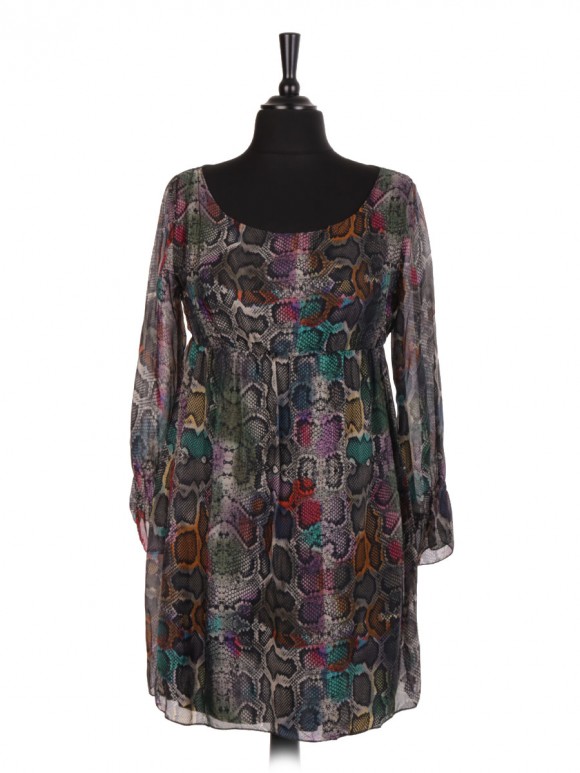 Italian Snake Print Two Layered Silk Dress