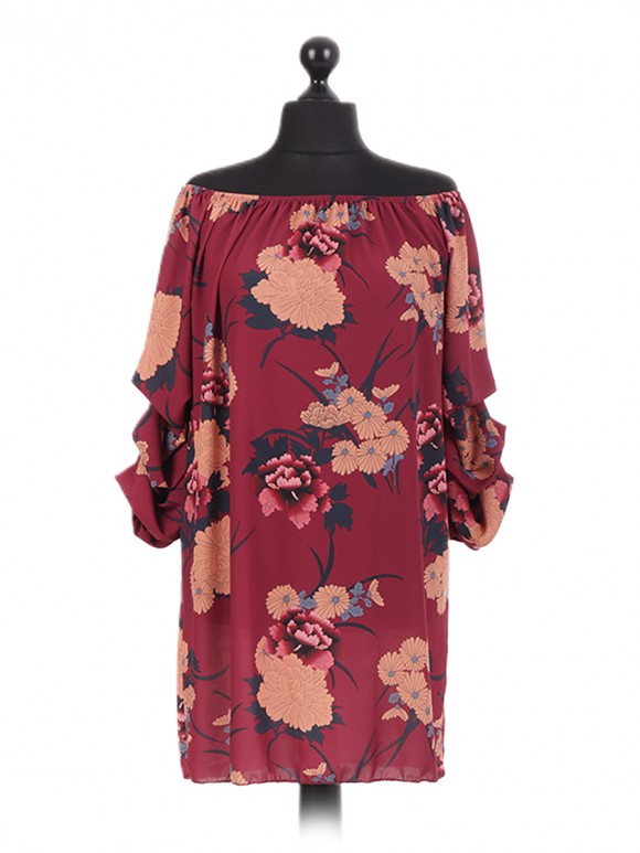 Italian Stem Floral Bardot Tunic