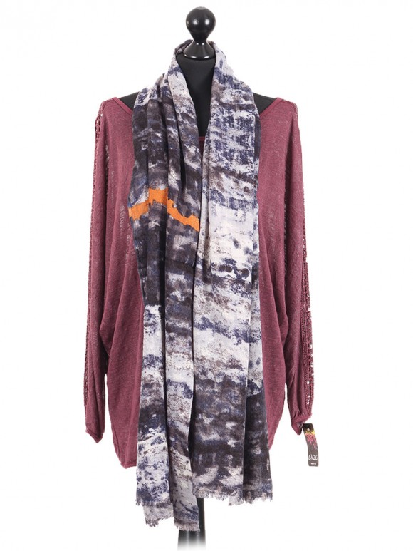 *-/talian Tie & Dye Oblong Scarf Rust