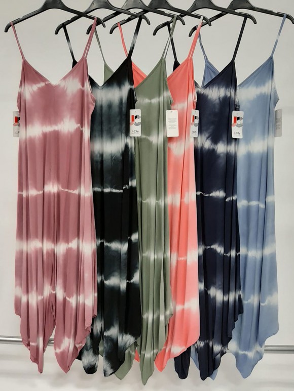 Italian Tie Dye Print Strappy Jumpsuit
