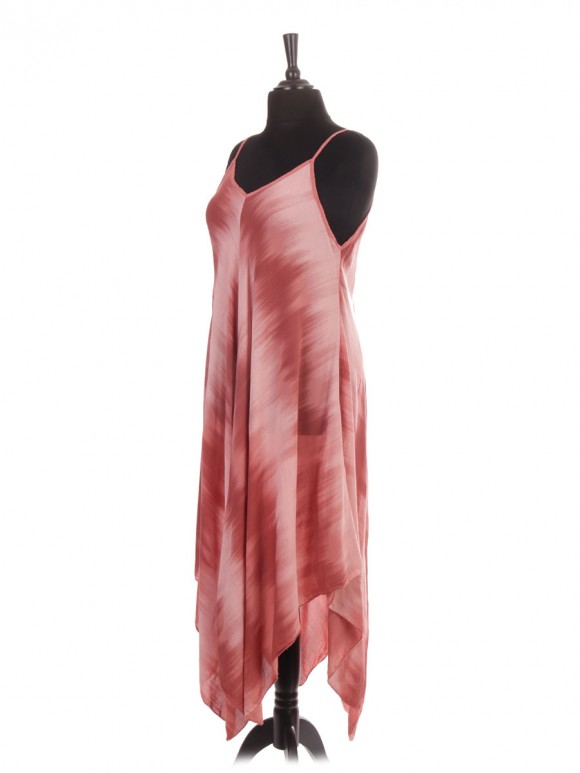 Italian Tie Dye Printed Handkerchief Hem Dress