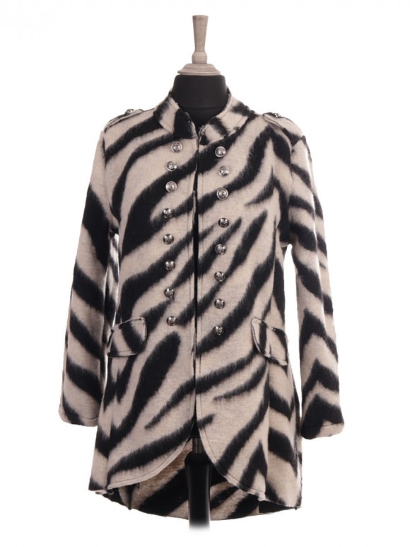 Italian Tiger Print Hi-lo Wool Jacket