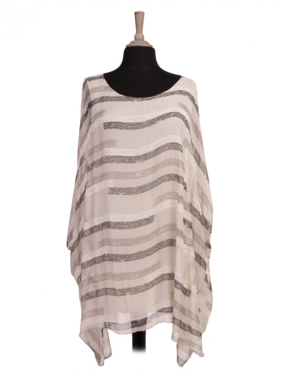 Italian Two Layered Printed Batwing Silk Top