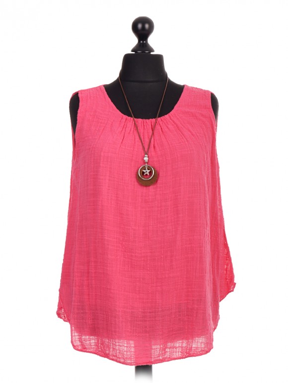 Italian Two Layered Sleeveless Top With Necklace