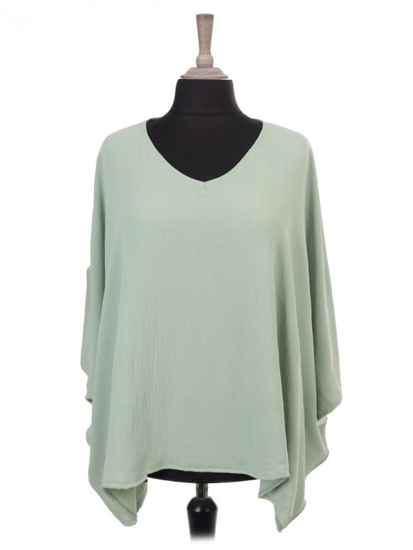 Italian V-neck Batwing Tunic Top