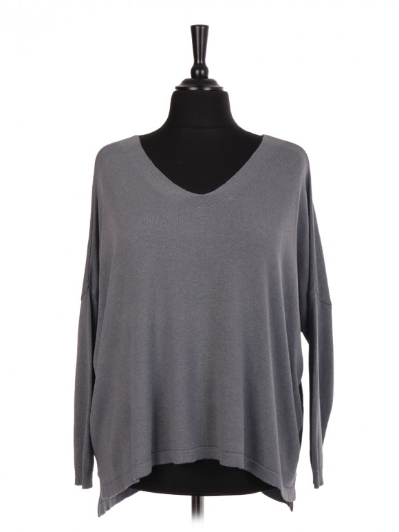 Italian V-neck Knitted Oversized Top