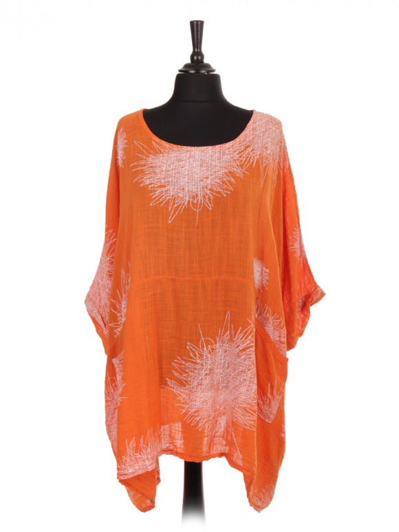 Italian Web Print Oversized Tunic Top