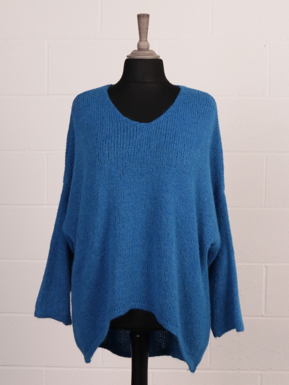 Italian Wool Mix Chunky Knit Dip Hem Jumper