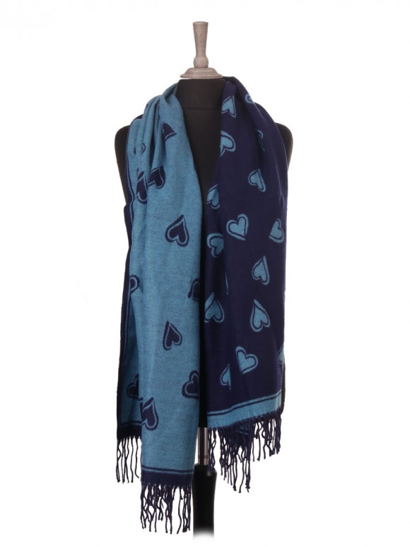 Ladies Heart Print Reversible Shawl/scarf