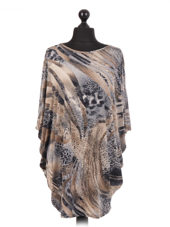 Made In Italy Animal Print Batwing Top