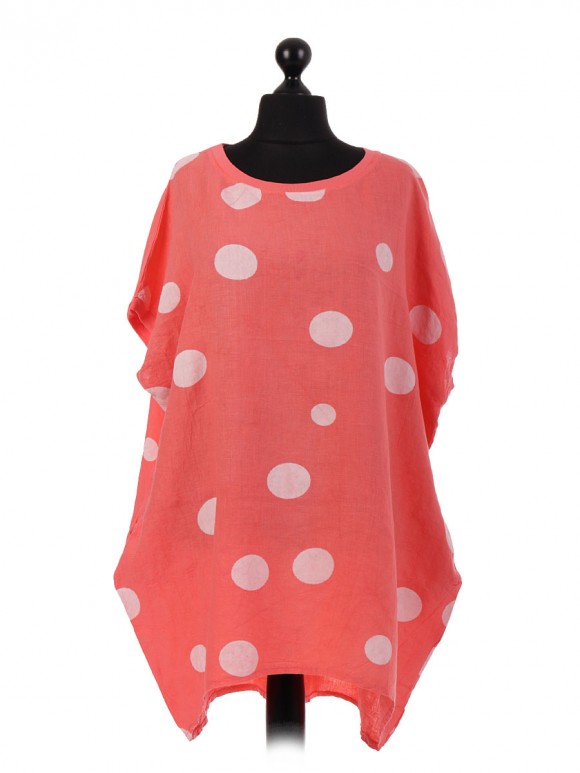 Italian Polka Dot Linen Top