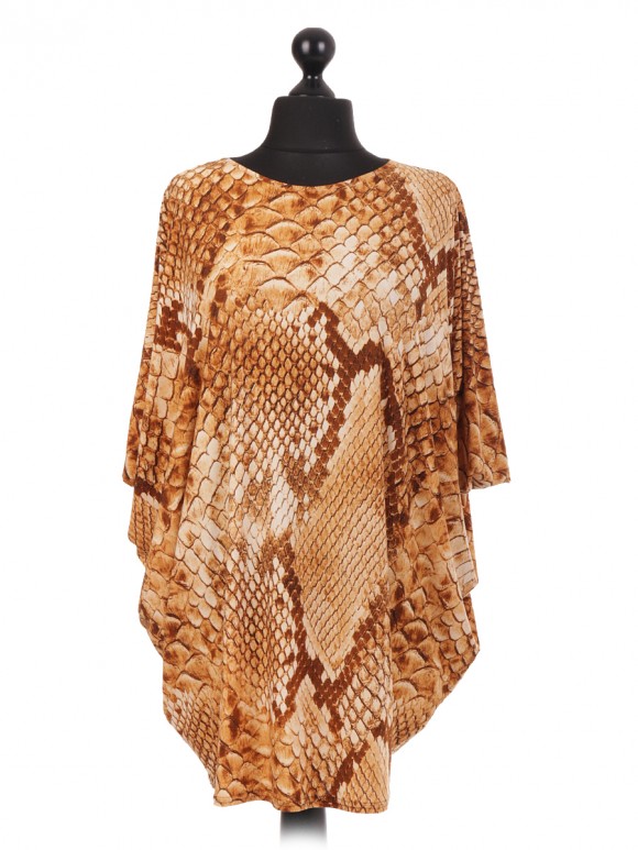 Italian Snake Print Batwing Top