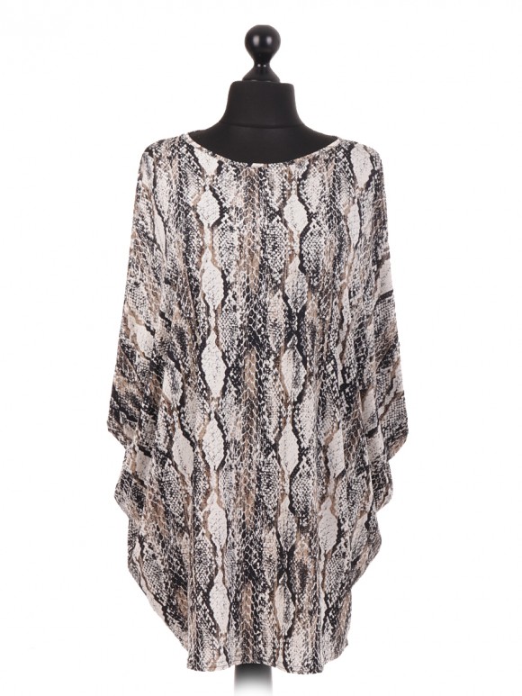 Made In Italy Snake Print Batwing Top