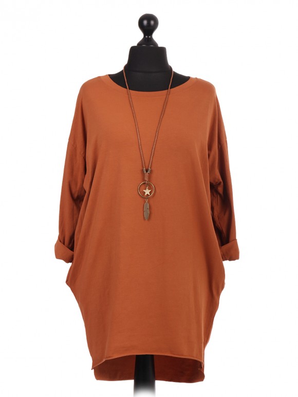 Italian Turn-up/Full Sleeve Dip Hem Tunic Top