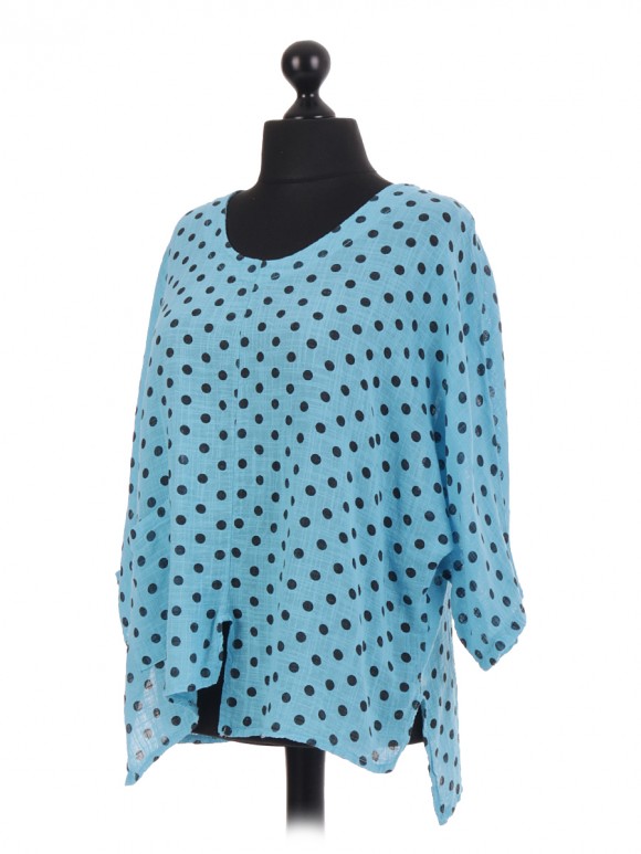 Italian Black Polka Dot Batwing Top