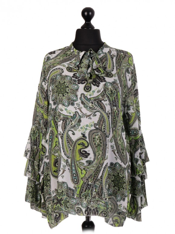 Italian Flute Sleeve Printed Top