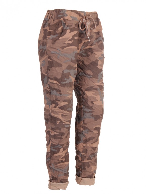 Plus Size Italian Camouflage Print Cotton Magic Pants