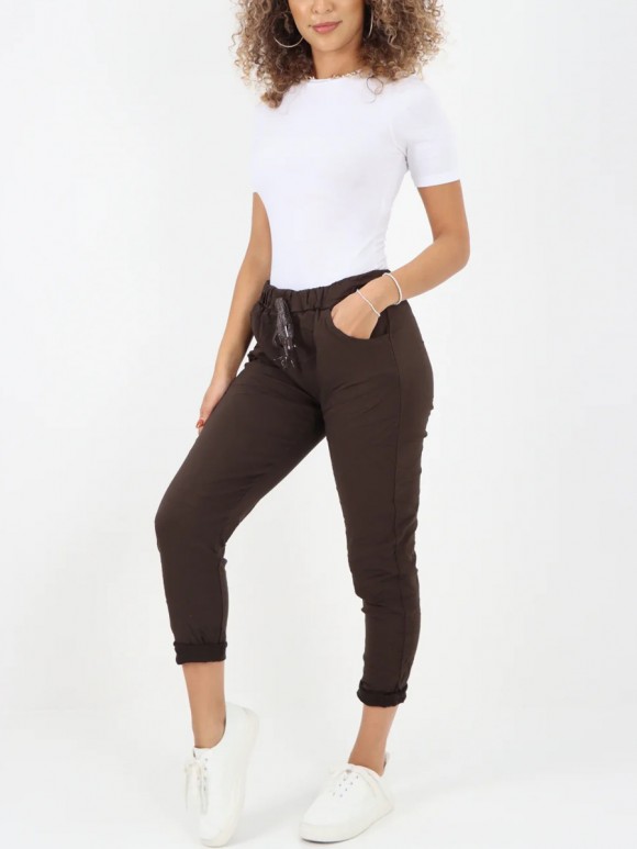 Italian Plain Magic Pants With Side Pockets