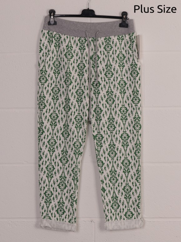 Plus Size Italian Printed Cotton Trousers