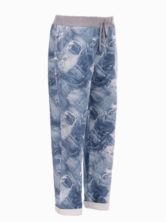 Plus Size Italian Cotton Printed Trouser