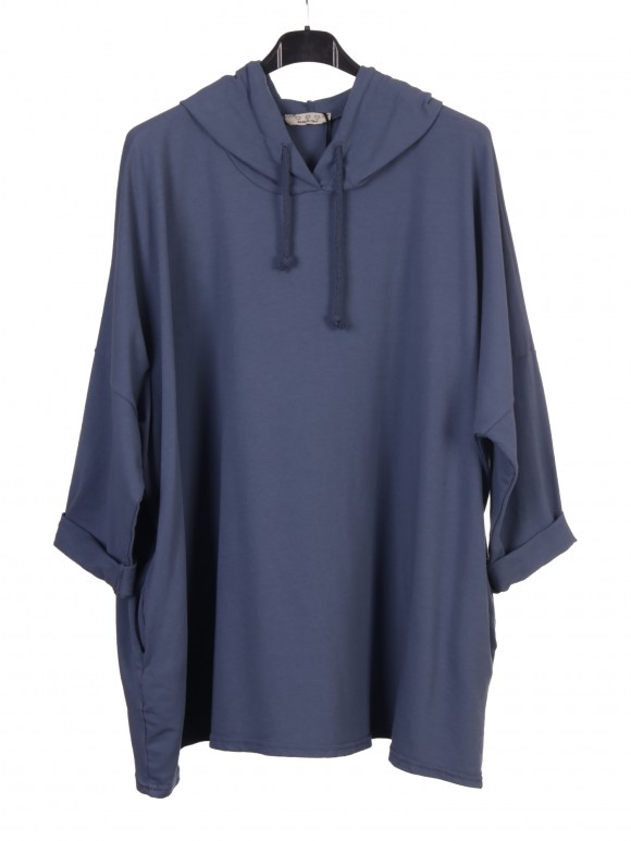 Plus Size Italian Drawstring Hooded Top