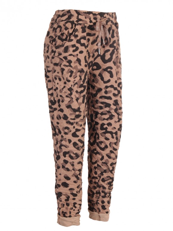 Plus Size Italian Leopard Print Cotton Magic Pants