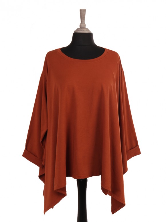 Plus Size Italian Plain Batwing Tunic Top